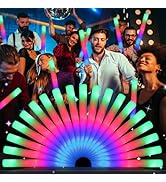 WELLENT64 Foam Glow Sticks, LED Foam Sticks, Foam Light Up Sticks with 3 Mode Colorful Flashing, ...