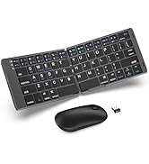 Foldable Keyboard and Mouse, EDJO Folding Wireless Keyboard Mouse Combo with Phone Holder, 2.4G W...