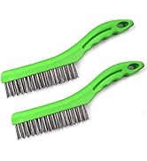 MAXMAN Wire Brush Set 2 PCS, Stainless Steel Wire 10 Inch with Plastic Handle Descaling Welding D...