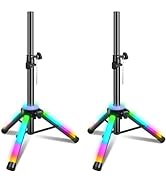 GZGDLJQ Speaker Stands Pair LED Multi Colors, Adjustable 25-39 Inch DJ Speaker Stand Tripod Unive...