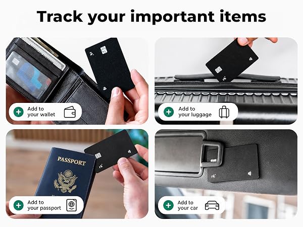 Smart tracker card for wallets with rechargeable battery, helping find misplaced personal