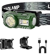 SHiLiPAi LED Rechargeable Headlamp with Motion Sensor,6 Modes for Camping &amp; Hiking Gear Essential...