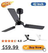 42 Inch Ceiling Fans with Lights, App&amp;amp;amp;Remote Control, Low Profile Modern Ceiling Fan, 6 Sp...