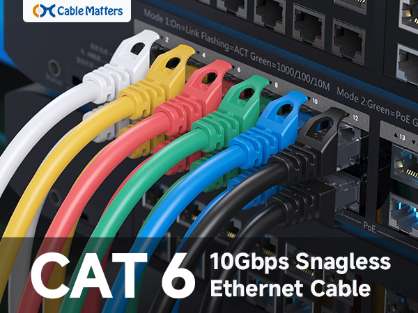 Cat 6 ethernet cable with 24 AWG copper wire for high-speed connectivity
