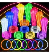SpringFlower 100 PCS Glow Sticks Bulk Party Favors, 8" Glow in the Dark Party Supplies, Light Sti...