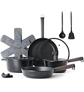 SENSARTE Pots and Pans Set Nonstick Titanium Cookware Set Kitchen Cooking Set Non-toxic,Dishwashe...