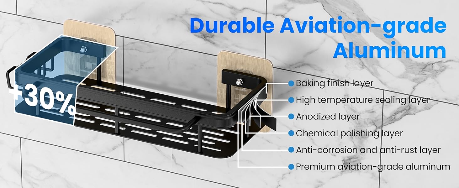 black adhesive bathroom shelves