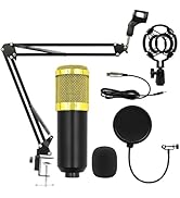 Elimavi USB Microphone, Plug & Play PC Computer Podcast Condenser Cardioid Metal Mic Kit with Pro...