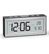 ALANAS Battery Operated Alarm Clock, Portable Digital Clock with Large Display, Snooze, Temperatu...