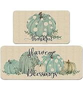 Cusugbaso Thanksgiving Kitchen Mats, Fall Kitchen Rugs Set of 2 - Farmhouse Pumpkins Thanksgiving...