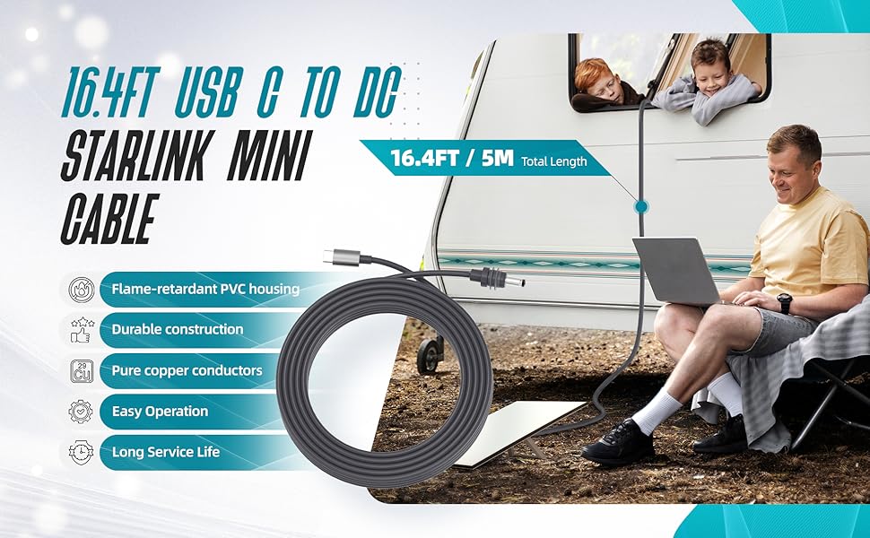 Starlink Mini USB-C to DC Power Cable