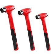 C&amp;T 3 Piece Ball Peen Hammer, 16oz 32oz 48oz, Fiberglass Handle hammer for Ball Peen, Blow Striki...