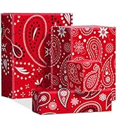 OXYLIPO 8 Sheets Red Bandana Gift Wrapping, 4 Patterns Red bandanas Paisley Print Recyclable Wrap...