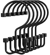 Bathway Shower Curtain Hooks Matte Black Shower Curtain Rings, 12 Pcs Double Hook Shower Curtain ...