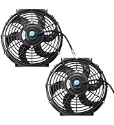 EVERESTWAY 10 Inch 10” Black Universal Electric Radiator Slim Fan 12V 80W High Performance Coolin...