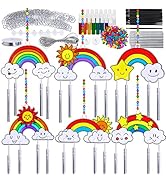 Winlyn 24 Sets Rainbow Suncatchers Ornaments Decorations DIY Window Paint Art Suncatchers Craft K...
