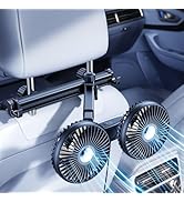 ELOHEI Car Fan for Backseat Kids with Foldable Stand, 12V Quiet 3 Speed 360° Rotate Dual Head Usb...
