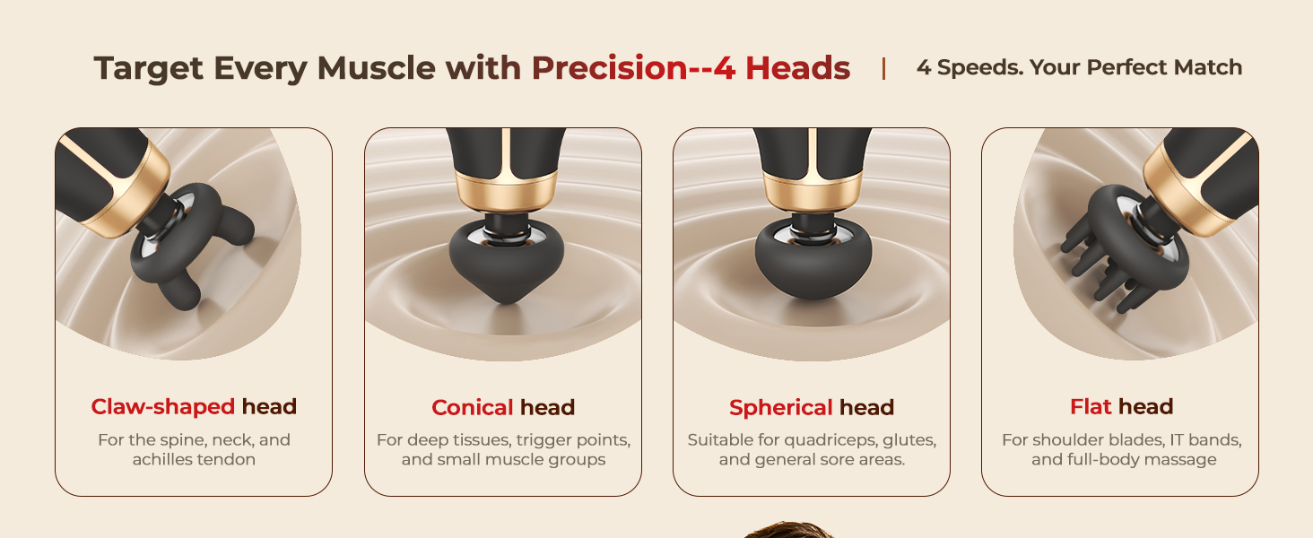 4 heads changeable mini massage gun