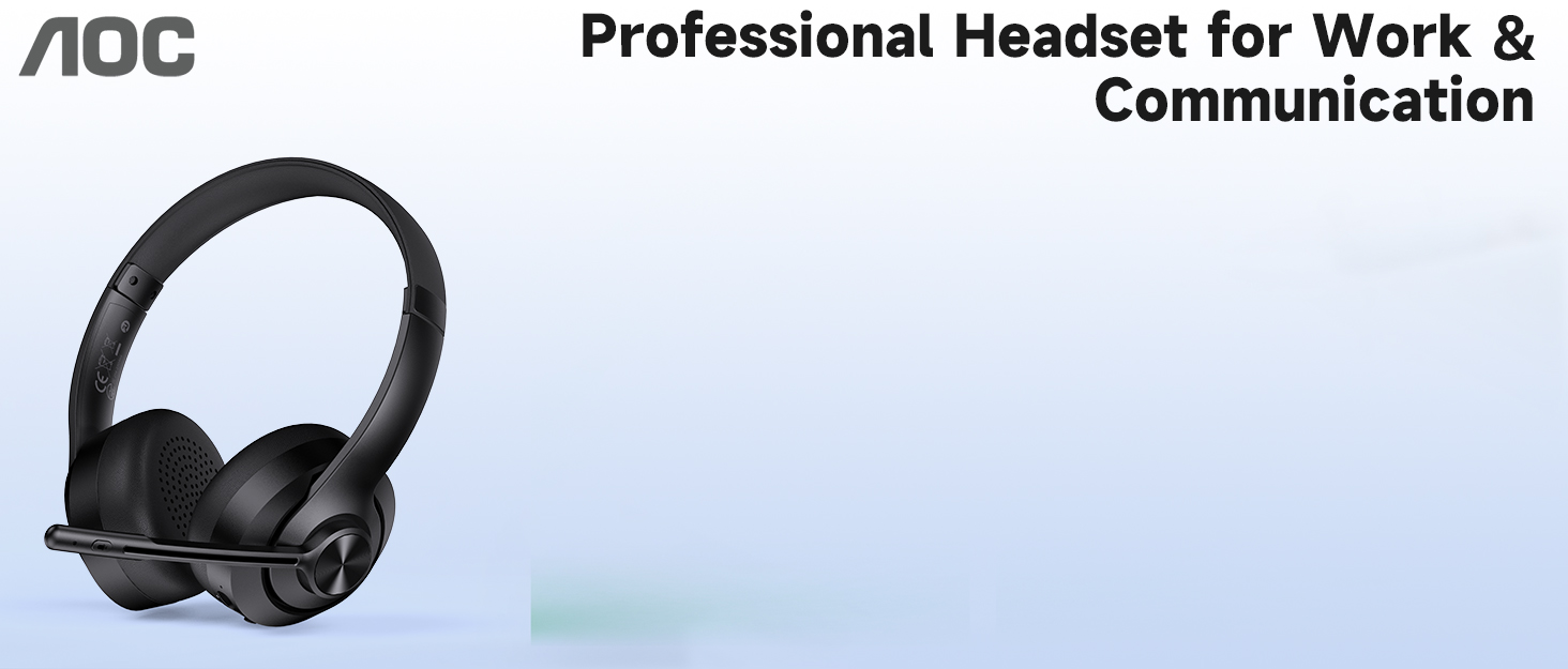 wireless headset with mic for work bluetooth computer headphones office call center lightweight