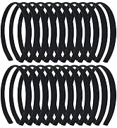 Lawie 20 Pack Women Plain Black Cloth Covered Thin Hard Plastic Headband Base Hairband Elastic Ha...