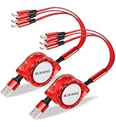 Multi USB C Retractable Cable 3.3FT 2-Pack, QC 3.0(3A) USB C Splitter Cable 3 in 1 with 3 Type C ...