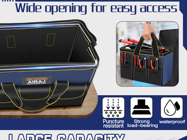 tool bag,tool bag organizer,tool bags for men,tool storage bag,wide mouth tool bag,14 inch tool bag