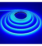 TOPAI 12V COB LED Strip Narrow Width 5mm Blue (460-464nm) Dimmable 16.4ft Dotless 400LEDs/M High ...