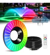 Goldlife Pond Fountain Aerator Lights, F0-1 160W RGBW 16000LM 120LED Fountain Light with 100FT Po...
