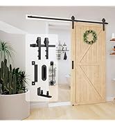 Arti-Life Barn Door Hardware Kit 5 FT Heavy Duty Sliding Door Track Kit with Floor Guide and 2 Ha...
