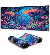 Simpkeely Large Fantasy Mushroom Forest Gaming Mouse Pad - Blacklight Fairytale Waterproof Desk M...