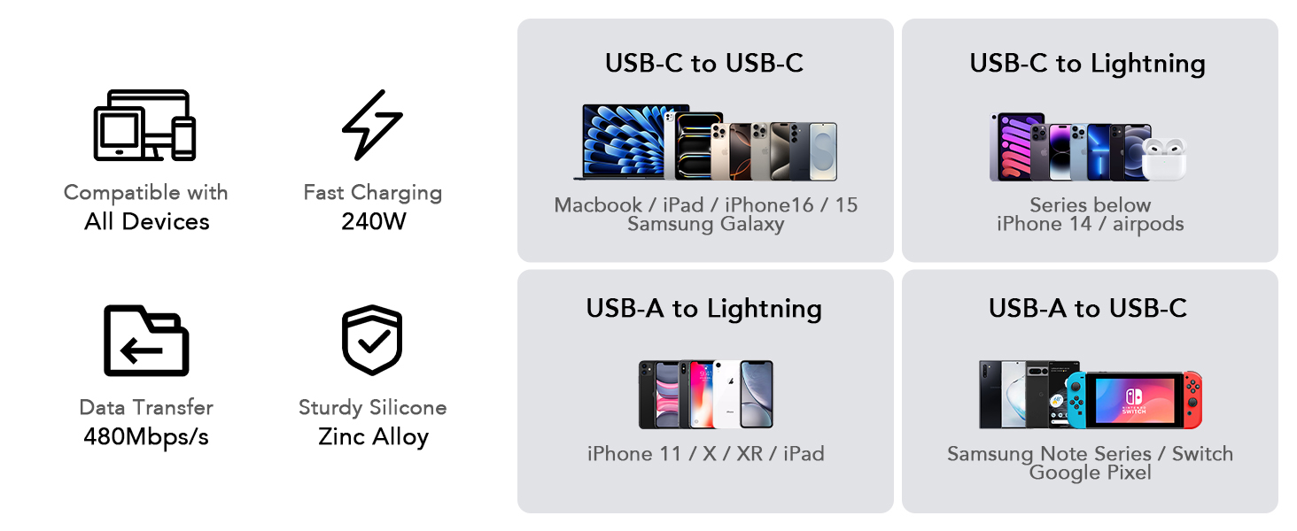 4 in 1 charging cables