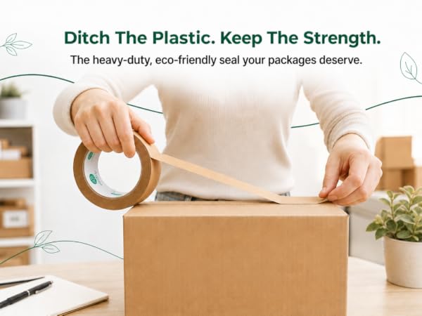 ecoTru Kraft Paper tape being applied to box