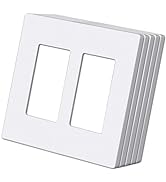 (5 Pack) BESTTEN USWP6 Matte Snow White Series Decor Screwless Wall Plate, 2-Gang Decorator Outle...