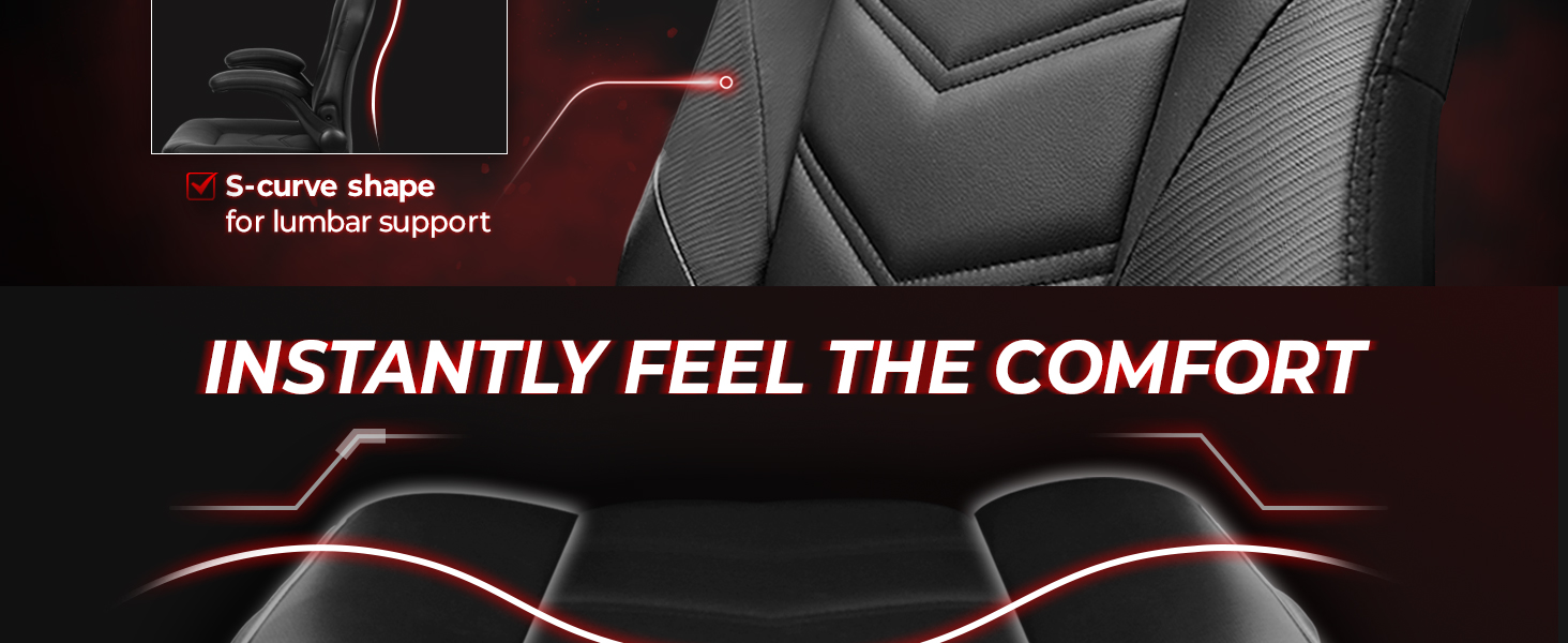 Supportive chair featuring s-curve shape for lumbar support