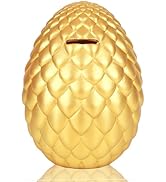 H&amp;W Dragon Egg Piggy Bank - Unbreakable, Shiny Color, Large Capacity Money Box for Kids - Home De...