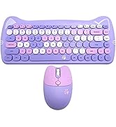 Wireless Mouse and Keyboard, Cute Cat Keyboard Mouse Combo for Present,2.4G Cordless Computer Mic...