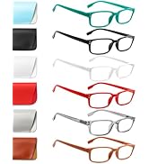 Kerecsen 6-Pack Reading Glasses Blue Light Blocking,Spring Hinge Readers for Men Women,Computer E...