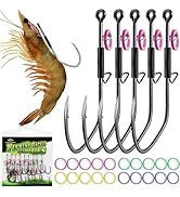 LUCKYFISHING Live Shrimp Hooks Fishing Hooks Saltwater Freshwater 20pcs Professional V Shrimp Hoo...