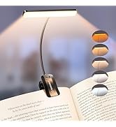 Glocusent 26 LED Rechargeable Book Light for Reading in Bed, Eye-Caring 5 Amber Colors and Steple...