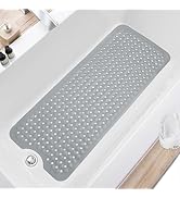 TEESHLY Bath Tub and Shower Mats, Non Slip 40 x 16 Inch Extra Large Bathtub Mat, Machine Washable...