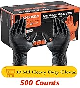 ANBOSON 10mil Nitrile-Gloves Disposable-Black Chemical-Resistant Rubber - Mechanic Gloves Heavy D...