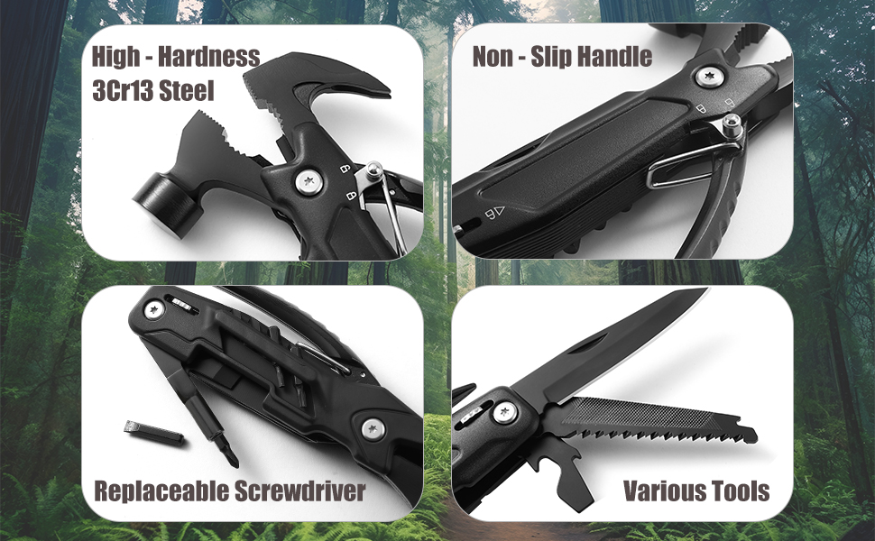 High-Hardness 3Cr13 Steel; Non-Slip Handle; Replaceable Screwdriver; Various Tools