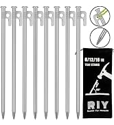 8 Pack Tent Stakes Heavy Duty 12 inch Steel Tent Pegs for Camping Unbreakable and Inflexible