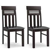 Giantex Wooden Dining Chairs Set of 2, High Back Dining Room Chairs with Padded Seat &amp; Rubber Woo...