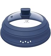 Microwave Splatter Cover Glass Cover Guard Lid with Collapsible Silicone for Food Pot Plate Cover...