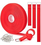 1" x16Ft Hook and Loop Straps with 25 Metal Buckles, Adjustable Fastening Cable Straps, Free Cut ...