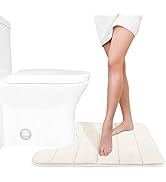 Yimobra Memory Foam Toilet Bath Mat U-Shaped, Soft and Comfortable, Super Water Absorbent, Non-Sl...