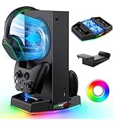 MENEEA Upgraded Cooling Fan Stand for Xbox Series S with Charger Station, Controller Charging Doc...