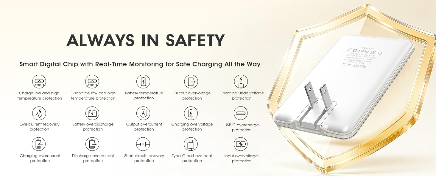 5000mah Ultra Slim Power Bank Pocket Size Mini Portable Charger Travel Essential Phone Charger