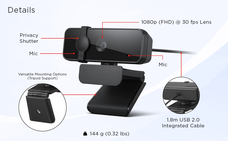 B0F9VQ3TVS Lenovo 310 FHD Webcam Black